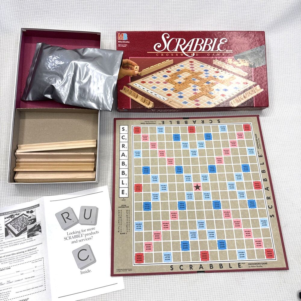 Vintage Milton Bradley Scrabble Complete Game 1989 - Wood Tiles
